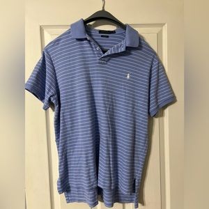 Ralph Lauren Custom Fit Polo - Blue and White Stripes - Size Large